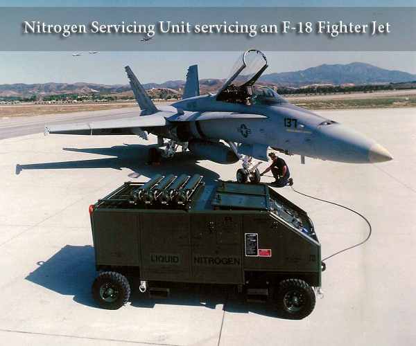 Nitrogen Servicing Unit servicing an F-18 Fighter Jet